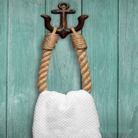 Hand Woven Bathroom Towel Rack, Wall Mounted Towel Rack, Hemp Rope Towel Rack Can Also Be Used For Toilet Paper Holder, Curtain Tiebacks,Brown (1/5)