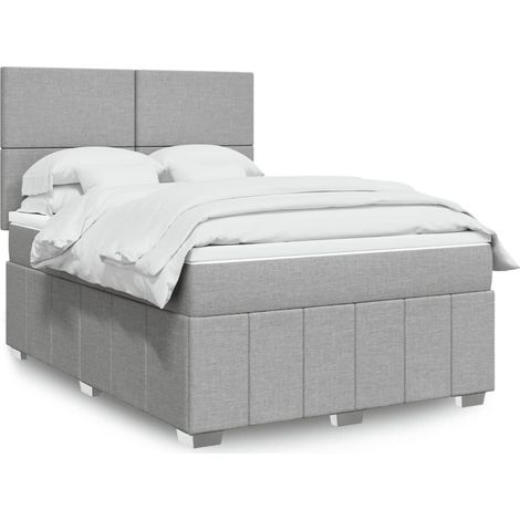 Boxspringbett mit Matratze Hellgrau 140x200 cm Stoff