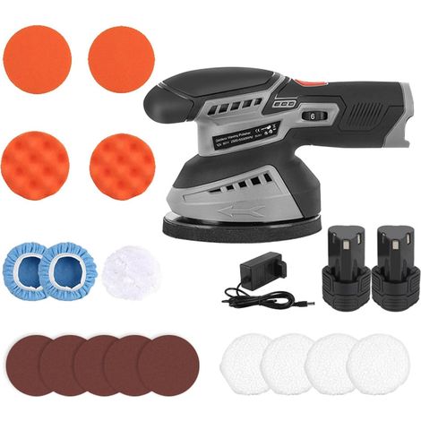 Set lucidatrice per auto senza fili – 5250 giri/min, 6 velocità variabili, rimozione graffi, alimentazione a batteria, per la cura dell'auto – Lucidatrice senza fili grigia (1/5)
