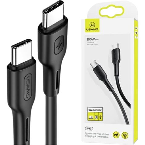 Usams Kabel U43 USB-C auf USB-C 100W PDFast Charge 5A 1,2m schwarz/schwarz SJ459USB01 (US-SJ459) (1/4)