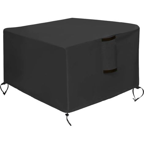 Housse carrée pour table de foyer au gaz (71 x 71 x 64 cm) - Imperméable, coupe-vent, anti-UV et ultra-résistante pour mobilier de jardin avec foyer.
