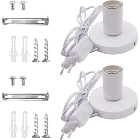 Douille E27,2 Pièces Support de Lampe de Bureau E27 Avec Interrupteur à Câble,Ampoule Douille de Lampe,Base Lampe Chevet Rétro,pour Chambre Mur Café l'Halloween (1/5)