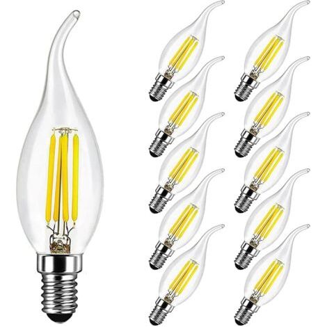 SABIR Ampoule Flamme LED E14 4W Equivalent 40W 400LM, Blanc Froid 6500K, E14 LED Bougie pour Lustres, Lustres en Cristal, Lot de 10 (1/5)