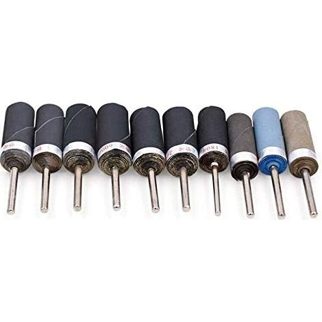10 pièces Manches de tambour ponçage Barre papier verre Accessoires ponceuse Outil rotatif Tambours Kit Polissage Burr Stick Roller 800 grains - (1/5)