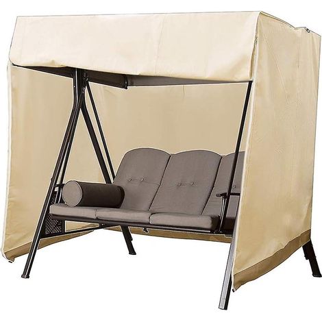 Housse imperméable en tissu Oxford pour balancelle de jardin 3 places, protection anti-UV, couleur beige, 160 x 120 x 170 cm (1/4)