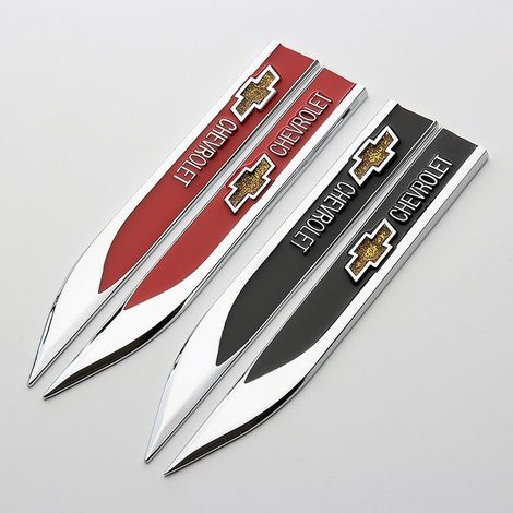 Zwei Chevrolet Blade Seitenkotflügel-Embleme, Metall-Auto-Seitenembleme-Aufkleber, dekorative Blade-Embleme, geeignet für Chevrolet-Außenmodifikationen (1/3)