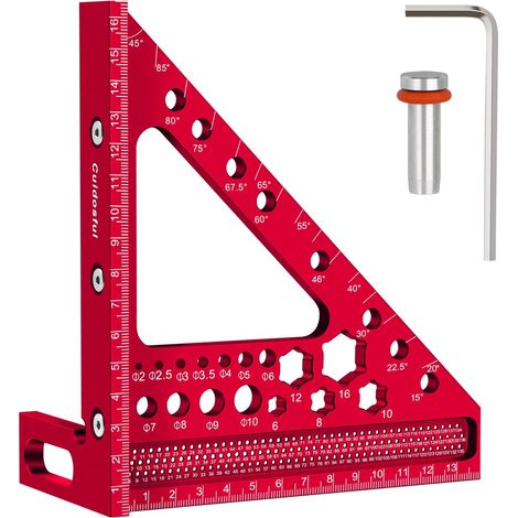 3D-Gehrungswinkel,Präzisions Messwerkzeug für Holzbearbeitung, Multifunktionaler Winkelmesser, 15-90 Grad, Aluminiumlegierung, Holzbearbeitungslineal für Tischler & Ingenieure (1/5)