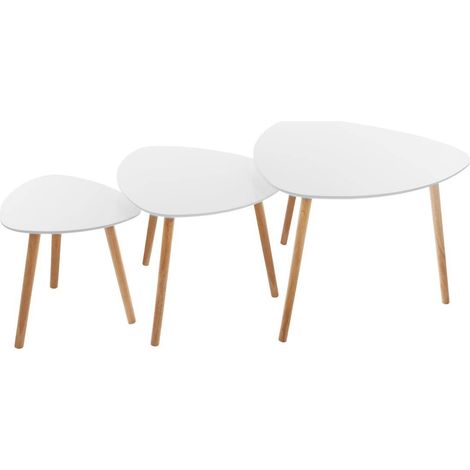 Set di 3 tavolini da salotto bianchi Mileo L34 46 60cm - Atmosphera créateur d'intérieur