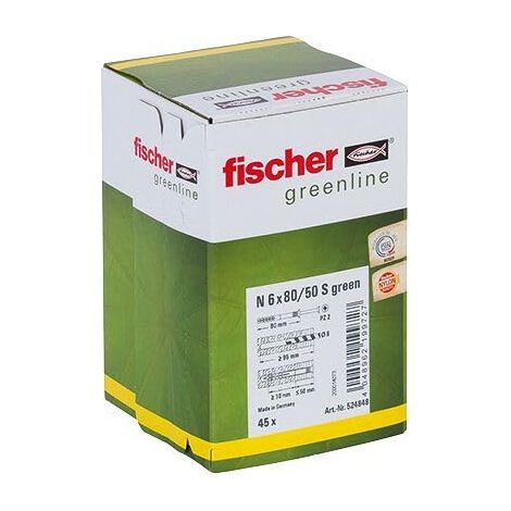 Cheville à frapper N GREEN 6 x 80/50 avec vis, fabriquée à base de matières premières renouvelables/Boîte de 45 (1/4)