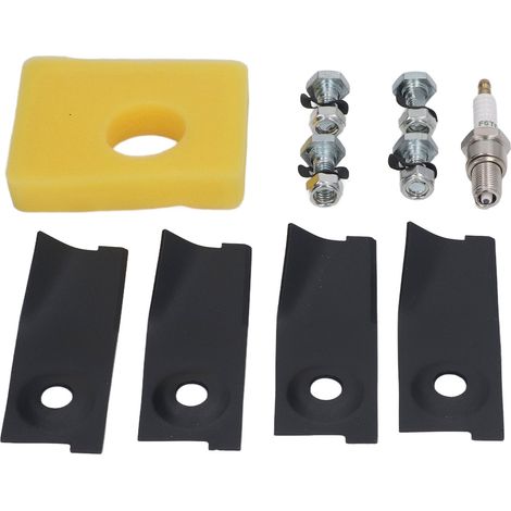 Kit de remplacement de lames de tondeuse à gazon de 45,7 cm (18 pouces), bougies d'allumage et filtre à air pour moteurs 450E, 500E, 550E et 550EX. (1/5)