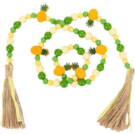 Guirlande de perles en bois avec pompons ananas (2 pièces) pour décoration de fête (1/5)