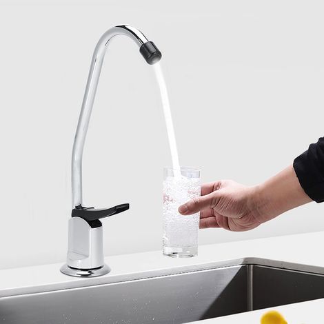 G1/4 Zoll Universal-Küchenarmatur mit Druckknopf, Schwanenhals aus Kupferlegierung, für Spülbecken, Haushalt (1/5)