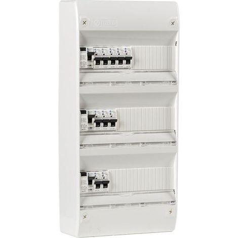 Tableau électrique pré-câblé 3 rangées 39 modules – 10 disjoncteurs 10A à 32A – Montage en saillie – Indice de protection IP30 – Nalto (1/3)