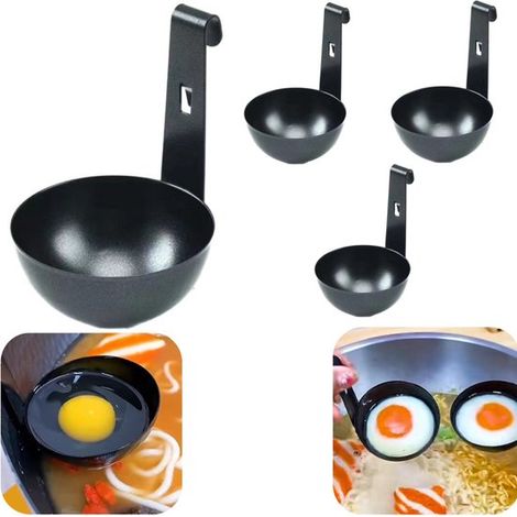 Cuiseurs à œufs lot de 4 - supports vapeur en inox 11,5 x 8,5 cm, noirs (1/5)
