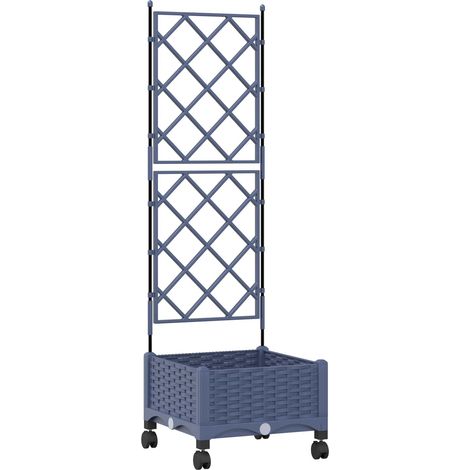 Maison Exclusive - Vaso da giardino con grigliato e ruote Grigio PP (1/5)