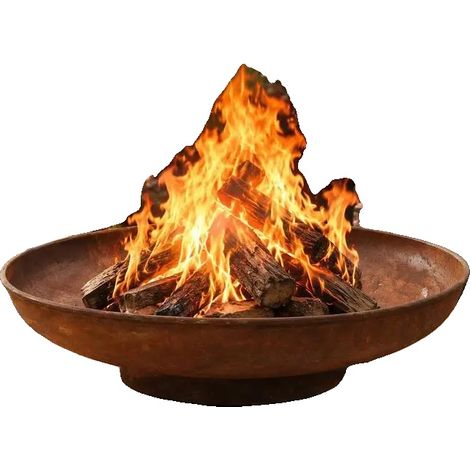 Feuerstelle, 80 cm rund, langlebiges schwarzes Metall, Braun (1/2)
