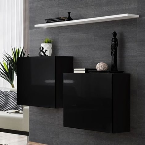 Lot de 2 Blocs & Étagère "Switch SBI" 130cm Noir & Blanc (1/4)