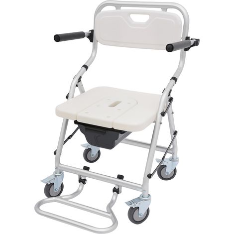 Chaise percée pliante 3 en 1 avec accoudoirs et roues, chaise de toilette, chaise de douche, fauteuil roulant, capacité de charge 150 kg (1/5)