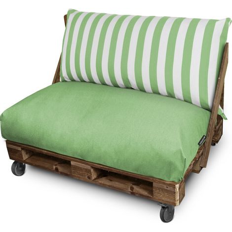 Cojín para Palets Toldotex Verde Set: Asiento 120x80x20 (liso) + Respaldo 120x45x25 (rayado) Verde