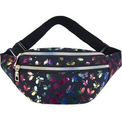 Sac banane étanche pour femme et fille design noir avec sangle réglable
