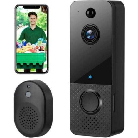 Kabellose Türklingel mit Kamera, 1080p-WLAN-Video-Türsprechanlage mit Gong, Netzanschluss, Nachtsicht