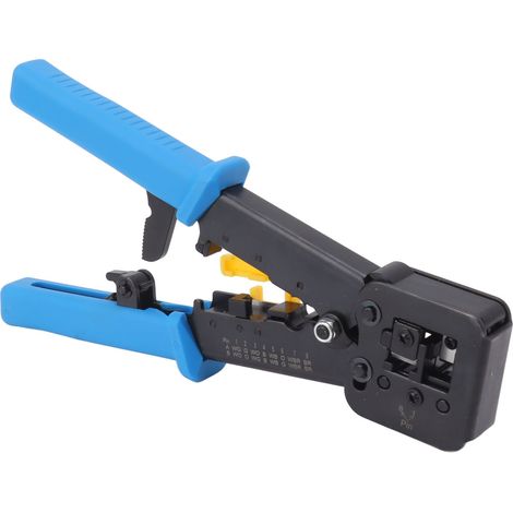 Pince à sertir multifonction pour câbles réseau RJ45, compatible avec les connecteurs RJ45 Cat5, Cat5e et Cat6 et les connecteurs standard RJ12/RJ11. Comprend 20 connecteurs, 20 capuchons et un outil (1/5)