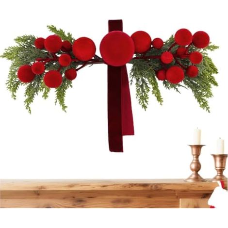 Guirlande de Noël pour Porte d'entrée Couronne en cèdre Artificiel et (1/5)
