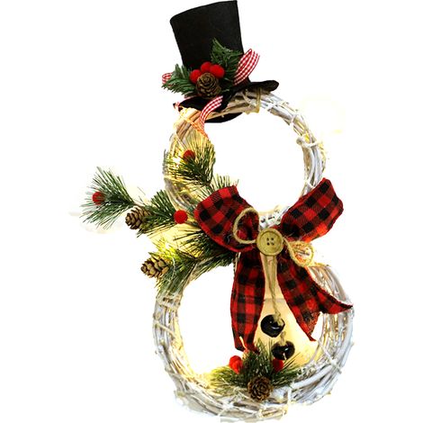 Guirlande De Noël Éclairée - Couronne En Vigne Naturelle Avec Lumières Led - Décoration Porte Extérieure Intérieure Jardin Mur - 1 Pièce (1/5)