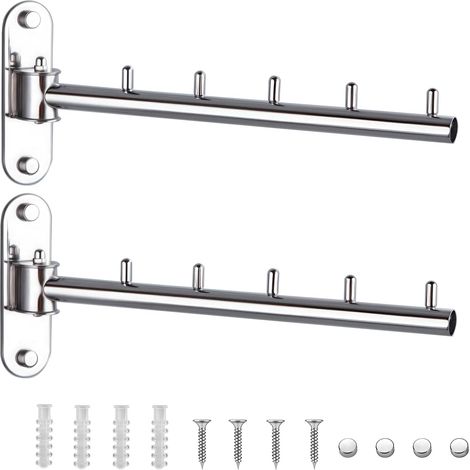 Cintres Muraux Pliables en Acier Inoxydable avec Crochets Pivotants pour Soutien-Gorge - Fixation Murale Robuste (1/5)
