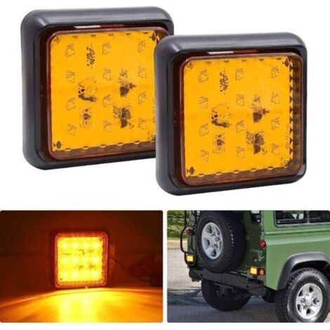 2PCS Feu Arrière LED pour Remorque,Carrés Feux Remorque LED 24V Blanc Feux de Frein Arrière Feux Antibrouillard pour Camion/Remorque/Caravane/Tracteur/Voiture,Ambre (1/5)