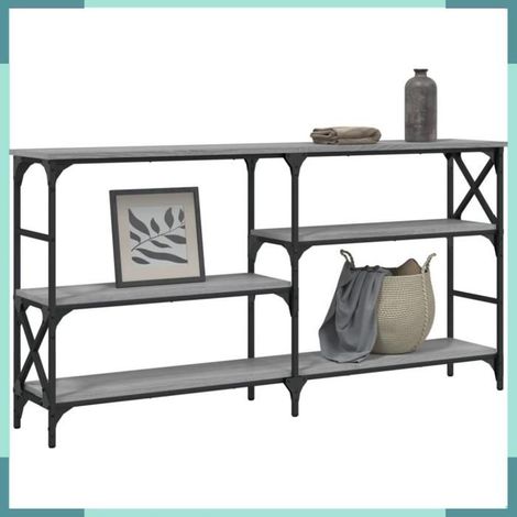 Table console - 835472 - Sonoma gris - 150 x 29 x 76,5 cm - Bois d'ingénierie & acier (1/5)