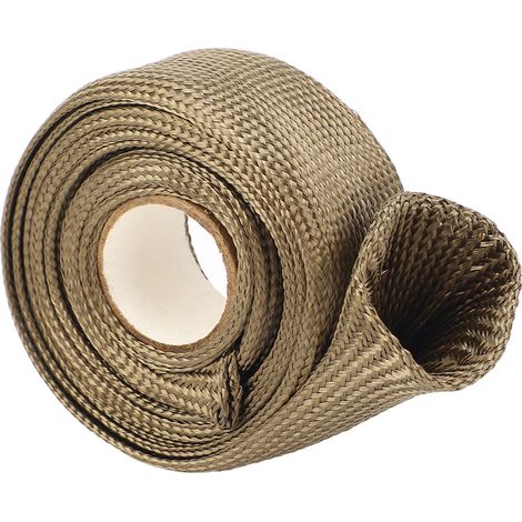 Gaine de protection thermique automobile 3 m (9,8 pi) 19 mm (0,75 po) en fibre de basalte tissée résistante aux hautes températures pour conduite de carburant et tuyau électrique automobile (1/5)