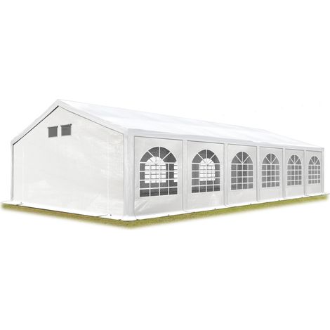 TOOLPORT Party Tent Marquee 6x12 m white PROFESSIONAL PE 550 N waterproof tarpaulin UV-resistant with groundbar garden tent (1/5)