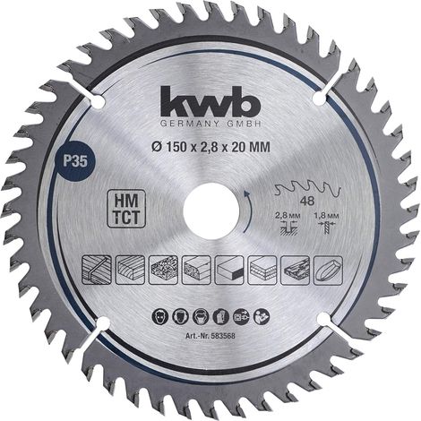 kwb Kreissägeblatt 150 x 20 mm, sehr feiner Schnitt, Sägeblatt geeignet für Arbeitsplatten, Holz und beschichtete Platten (1/5)
