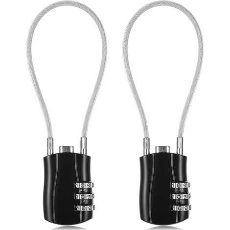 2er-Pack Gepäckschlösser – Schloss – Zahlenschloss – Vorhängeschloss – wasserdichte Tresorschlösser – Edelstahl – schwarz (1/5)