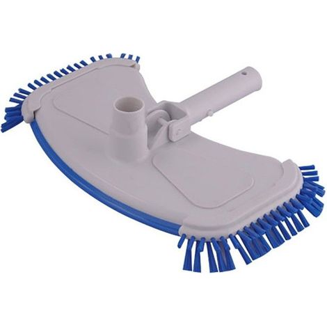 Tête d'aspiration de nettoyage de piscine côté incurvé avec brosse outil de nettoyage de tête d'aspiration sous vide bleu et blanc (1/5)
