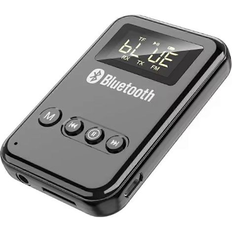 Récepteur/émetteur Bluetooth, adaptateur Bluetooth 5.0, prise jack 3,5 mm, kit mains libres/FM pour voiture, appels mains libres et microphone. (1/5)