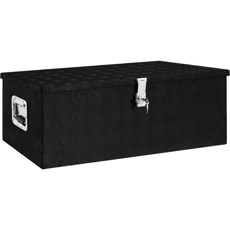 Boîte de rangement-Coffre de rangement-Stockage Rangement Noir 90x47x33,5 cm Aluminium 154768 (1/5)