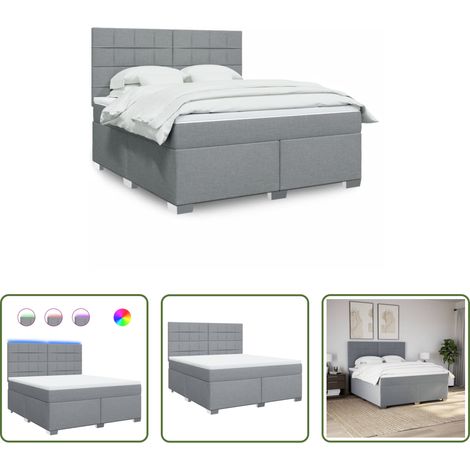 Matratze - Boxspringbett mit Matratze Hellgrau 180x200 cm Stoff (1/5)