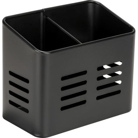 Panier à couverts, corbeille Black Outdoor Kitchen en métal thermolaqué, visuel élégant noir pour le rangement des couverts (1/5)