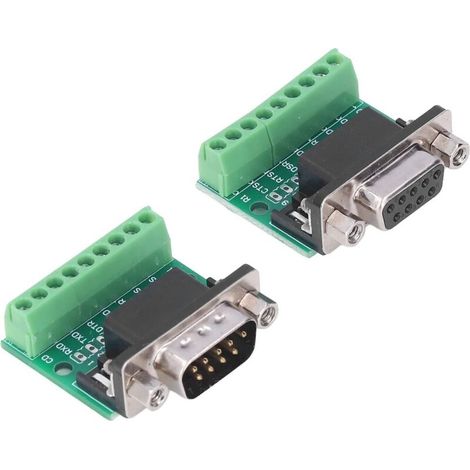 Adaptateurs de câble - DB9 mâle Femelle connecteur Adaptateur borne à vis 9 Broches 9 Trous Carte de Conversion, pour RS232 RS485