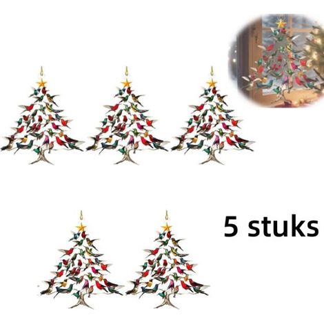 5 x décoration de Noël colibri - pour sapin de Noël, fête de Noël (8,3 cm) - suspensions de Noël - ornements suspendus (1/5)
