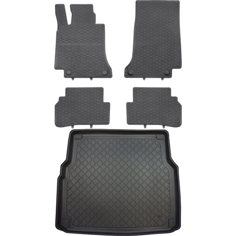 Juego de alfombrillas de goma para coche y maletero para Mercedes Clase C W205 Estate (octubre de 2014 a 2021).