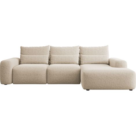 Selsey CARNOS - Ecksofa mit Schlaffunktion, Chenille-Bezug in Beige, rechtsseitig (1/5)