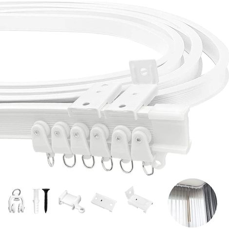 Ceiling Curtain Rail Kit, Curved Curtain Rail 5 Metres, Flexible Ceiling Rail for Room Divider, Shower Curtain, Ceiling Rail System (1/5)