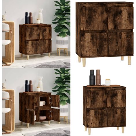 Aparador madera contrachapada color roble ahumado 60x35x70 cm - Aparador de roble - Aparador de contrachapado