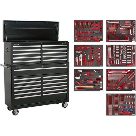 Sealey TBTPBCOMBO4 Superline PRO® Tool Chest Combination 23 Drawer with 446pc Tool Kit - Black