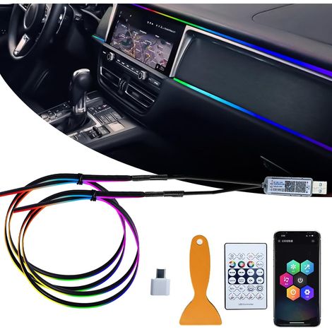 Éclairage d'ambiance LED intérieur voiture en acrylique 2 en 1, 110 cm + 35 cm, 168 LED RGB, contrôle application et télécommande (1/5)