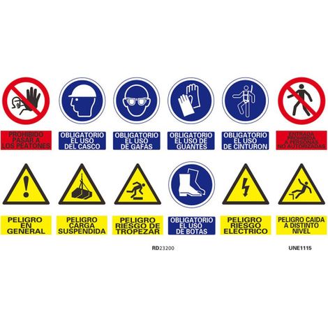 Cartel múltiple señal de obligación horizontal con tintas UV SEKURECO                         600 x 800 mm                          PVC 3 mm (1/2)