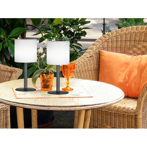 2er SET RGB Tischlampen 30cm mit Fernbedienung, per Solar & USB aufladbar (1/5)